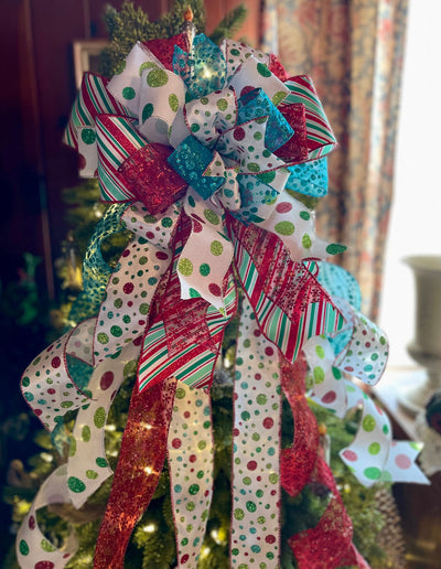 The Poppy Red White & Blue Christmas Tree Topper Bow