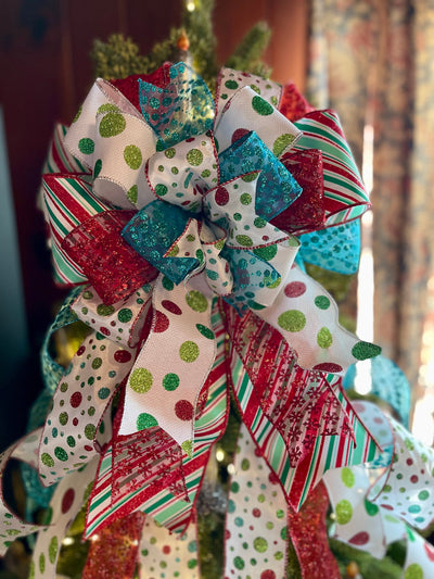 The Poppy Red White & Blue Christmas Tree Topper Bow