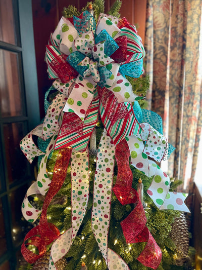 The Poppy Red White & Blue Christmas Tree Topper Bow