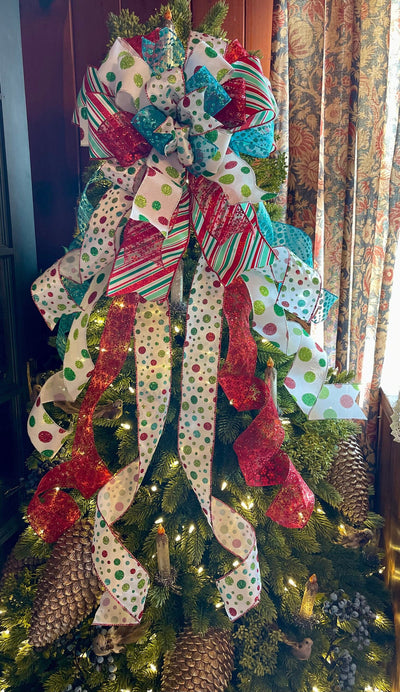 The Poppy Red White & Blue Christmas Tree Topper Bow