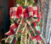 The Maryanne Red Green & White Christmas Tree Topper Bow