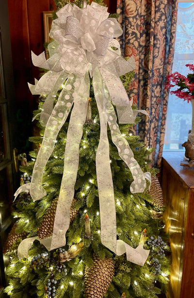 The Elsa Silver & White Christmas Tree Topper Bow