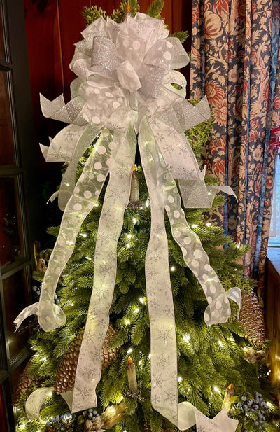 The Elsa Silver & White Christmas Tree Topper Bow