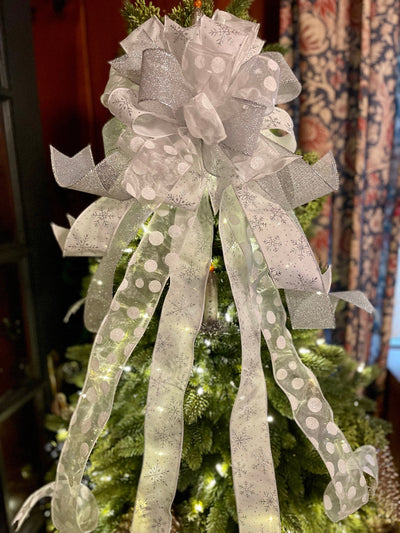 The Elsa Silver & White Christmas Tree Topper Bow