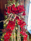 The Tamara Red Green & White Christmas Tree Topper Bow