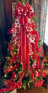 The Minnie Red & White Christmas Tree Topper Bow, Polka dot christmas bow, Deluxe christmas tree topper bow, Christmas tree trimming bow