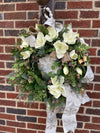 The Lanie White Amaryllis Christmas Wreath For Front Door