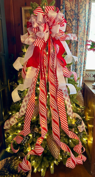 The Mitzi Red & White Christmas Tree Topper Bow