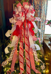 The Mitzi Red & White Christmas Tree Topper Bow