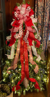 The Kathleen Red & White Christmas Tree Topper Bow