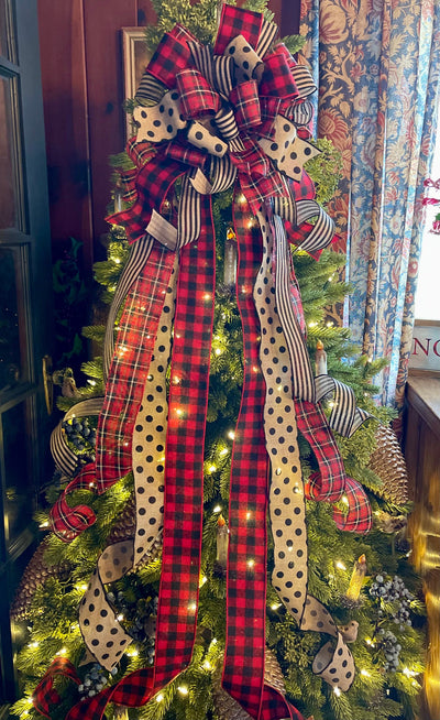 The Abby Buffalo Check Christmas Tree Topper Bow