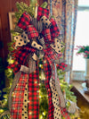 The Abby Buffalo Check Christmas Tree Topper Bow, Black and tan polka dot bow, Red & Black modern farmhouse tree topper, tree trimming