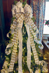 The Marilyn Gold & white Christmas Tree Topper Bow