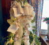 The Melody Ivory & Gold Christmas Tree Topper Bow