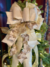 The Melody Ivory & Gold Christmas Tree Topper Bow