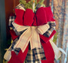 The Leah Burgundy Navy & Cream Plaid Christmas Tree Topper Bow