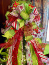 The Missy Red & Lime Green Christmas Tree Topper Bow