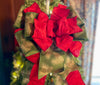 The Naomi Red Green & Gold Christmas Tree Topper Bow