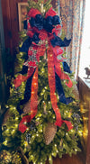 The Jenna Navy Blue Velvet Christmas Tree Topper Bow