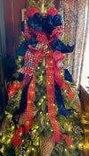 The Jenna Navy Blue Velvet Christmas Tree Topper Bow