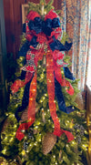 The Jenna Navy Blue Velvet Christmas Tree Topper Bow