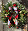 The Mary Winter Rustic Red & White Evergreen Christmas Wreath For Front Door