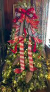 The Hansel Red Black & White Gingerbread Christmas Tree Topper Bow