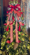 The Hansel Red Black & White Gingerbread Christmas Tree Topper Bow