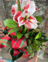 The Evette Red Amaryllis & Pine Christmas Centerpiece For Dining Table