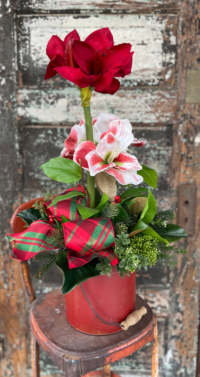 The Evette Red Amaryllis Christmas Centerpiece