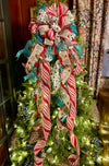 The Hayley Red White & Blue Whimsical Christmas Tree Topper Bow