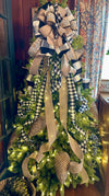 The Kimmie White & Black Christmas Tree Topper Bow