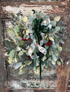 The Tess Eucalyptus Lambs Ear & Berry Christmas Wreath For Front Door~Winter berry wreath~Year round wreath~Farmhouse wreath for door