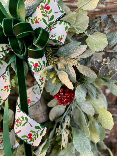 The Tess Eucalyptus Lambs Ear & Berry Christmas Wreath For Front Door~Winter berry wreath~Year round wreath~Farmhouse wreath for door