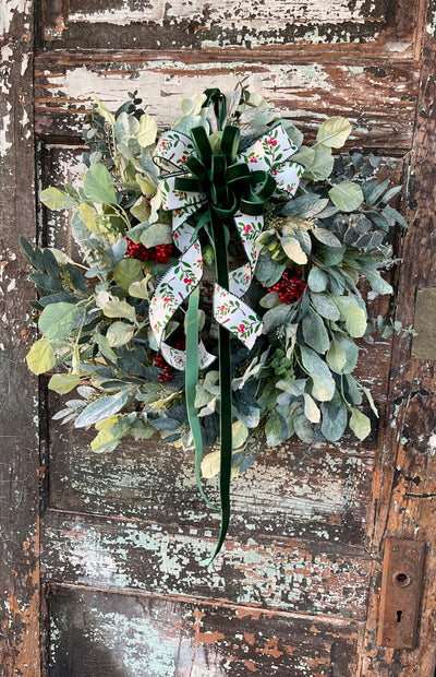 The Tess Eucalyptus Lambs Ear & Berry Christmas Wreath For Front Door~Winter berry wreath~Year round wreath~Farmhouse wreath for door