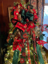 The Mae Red Green & Gold Christmas Tree Topper Bow