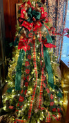 The Mae Red Green & Gold Christmas Tree Topper Bow