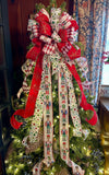 The Johan Red & Green Nutcracker Christmas Tree Topper Bow