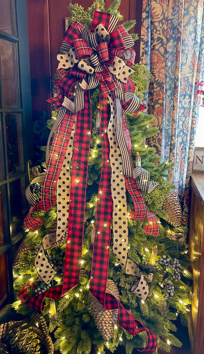 The Abby Buffalo Check Christmas Tree Topper Bow