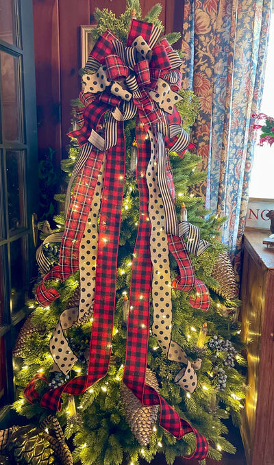 The Abby Buffalo Check Christmas Tree Topper Bow