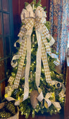 The Marilyn Gold & white Christmas Tree Topper Bow