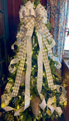 The Marilyn Gold & white Christmas Tree Topper Bow