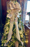 The Melody Ivory & Gold Christmas Tree Topper Bow