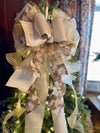 The Melody Ivory & Gold Christmas Tree Topper Bow