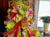 The Missy Red & Lime Green Christmas Tree Topper Bow