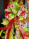 The Missy Red & Lime Green Christmas Tree Topper Bow