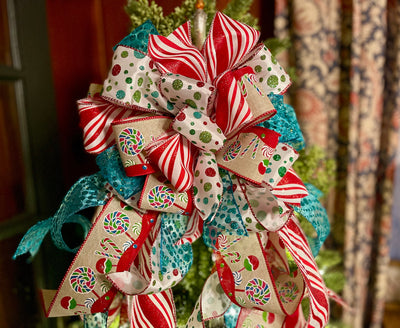 The Hayley Red White & Blue Whimsical Christmas Tree Topper Bow