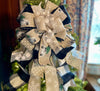 The Brandy White & Black Christmas Tree Topper Bow