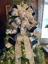 The Brandy White & Black Christmas Tree Topper Bow