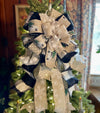 The Brandy White & Black Christmas Tree Topper Bow